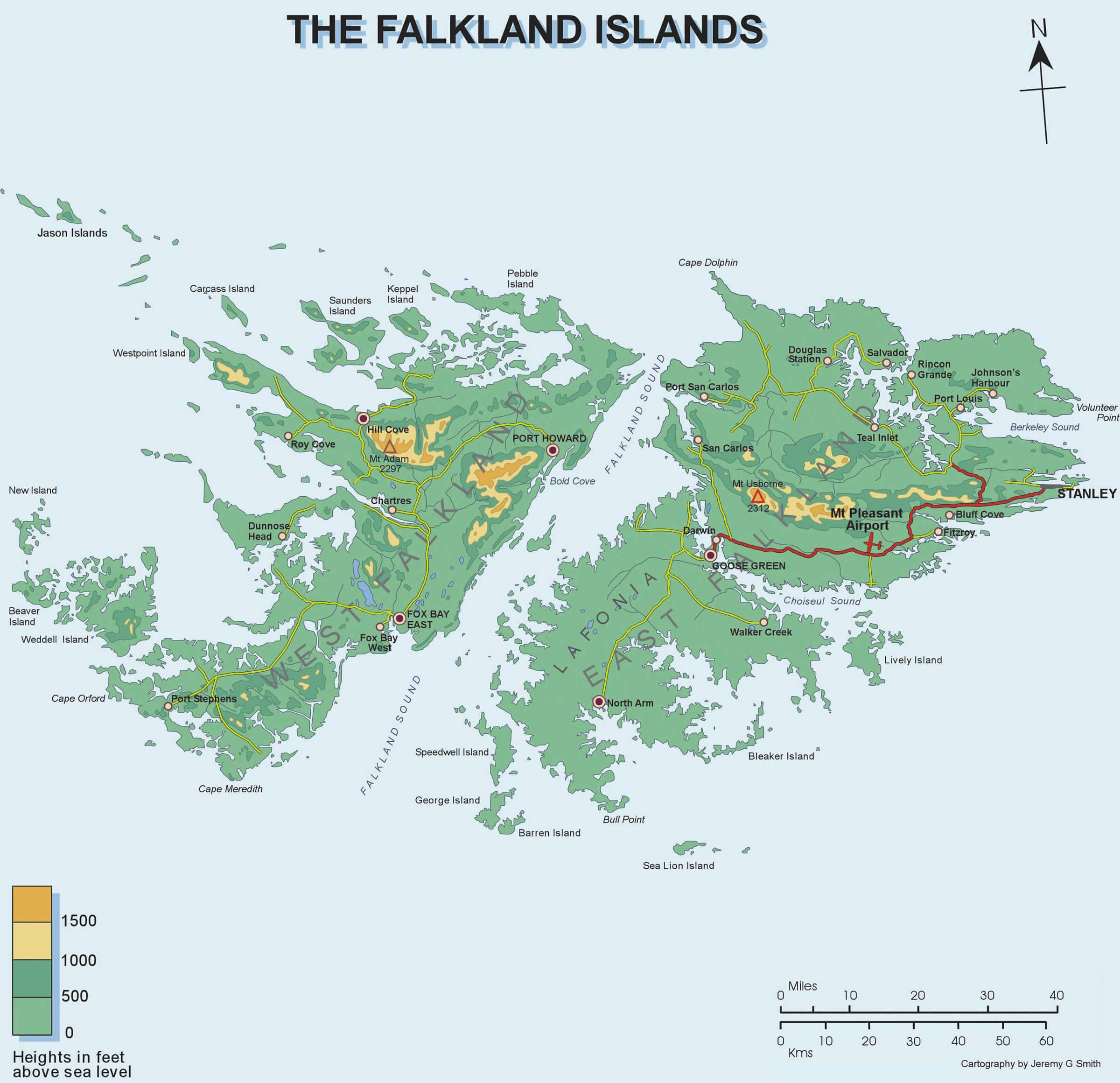 Falkland Islands Physical Map